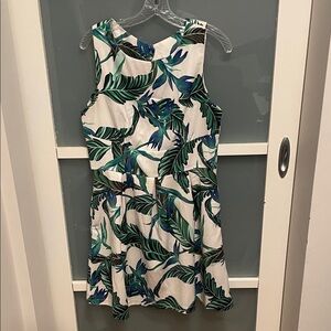 Sunny Girl Tropical Leaf Print Sleeveless Dress, Size L